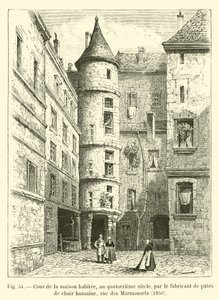 在十四世纪，由人类面食制造商rue des Marmousets，1850年居住的法院 作者 法语学校