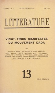 1920年5月致力于达达运动的文学月刊的封面 作者 法语学校