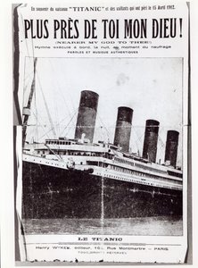 在1912年沉船和沉没期间，泰坦尼克号上的乘客演唱了歌曲的歌曲评分表的封面 作者 法语学校