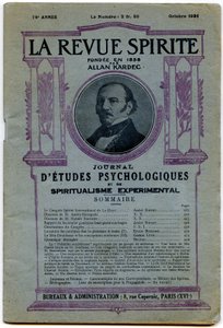 1931年10月杂志的创始人艾伦·卡德（Allan Kardec）的肖像印有“ La revue spirite”的字样 作者 法语学校