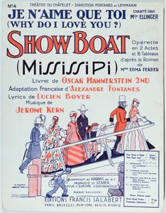 1928年在剧院du Chatelet制作的轻歌剧“Showboat”乐谱的封面 作者 法语学校