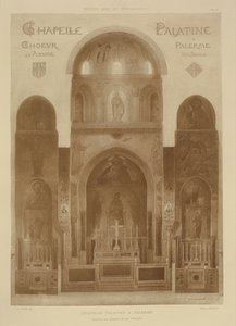 来自西西里岛巴勒莫的Palatine教堂东端的横断面，由Jules Adolphe Chauvet雕刻的片段dArchitecture du Moyen Age et de la Renaissance（b.1828） 作者 法语学校