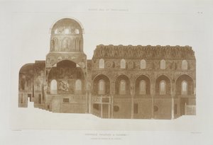 帕拉蒂尼教堂的横截面，西西里岛巴勒莫，中世纪碎片和文艺复兴时期建筑，由Jules Adolphe Chauvet雕刻（b.1828） 作者 法语学校