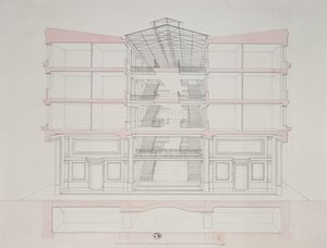 拿破仑住房开发中的一所房子的横截面，58 rue Rochechouart，巴黎，1849年 作者 法语学校