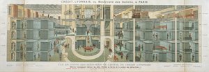 里昂信贷地下室的横断面，19 Boulevard des Italiens，c.1878-82 作者 法语学校