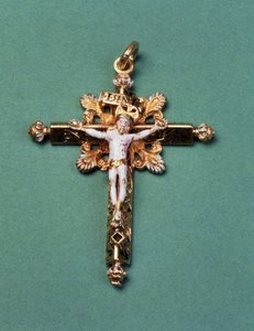 苏格兰玛丽皇后给予威斯敏斯特最后一位住持的耶稣受难者John Feckenham（金和珐琅） 作者 法语学校
