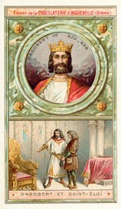 Dagobert I and St Eloi, 7th Century (chromolitho) 作者 法语学校