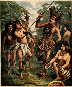 Dance of Roucouyan Indians in the Caribbean. Engraving in “” La Terre Illustree”” n°77 of 21 April 1892. 作者 法语学校