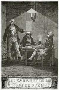 Danton，Marat，Robespierre  - 十二十三，十九世纪的插图（bw雕刻） 作者 法语学校