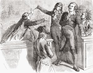 Duton和Desmoulins在1794年3月30日的公约之前为Louis Blanc的“Histoire de la Revolution Francaise”（1811-82）1847-62保卫自己 作者 法语学校