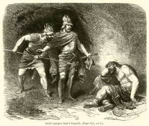 David epargne Saul a Engaddi (雕刻) 作者 法语学校