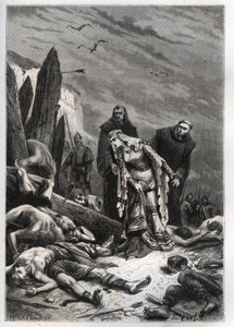 哈罗德二世（1022-1066）国王在1066年黑斯廷斯战役中死亡--被称为伊迪丝-拉-贾斯特（1025-1086）的伊迪丝-斯万内沙（Swanneck）发现了他丈夫的尸体--埃尔德吉斯（伊迪丝-费尔或伊迪丝-斯万内沙尔），发现了哈罗德-戈德韦的尸体 作者 法语学校