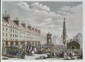 宪法宣言，Place des Innocents，巴黎，1791年9月，1791年（彩色版画） 作者 法语学校