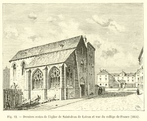 最后遗骸是圣约翰拉特兰教堂和法国学院的观点，1854年 作者 法语学校