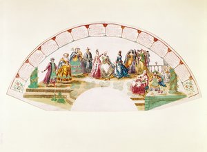 设计一个庆祝国家舞蹈和狂欢节的粉丝，1733年 作者 法语学校