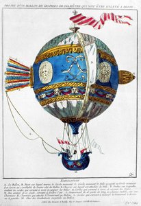 设计直径120英尺的热气球在第戎取消，1784年（彩色雕刻） 作者 法语学校