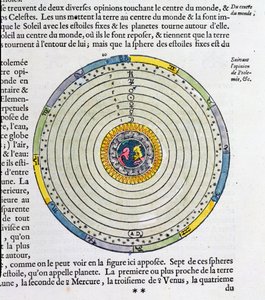根据托勒密（公元127  -  145年），图中显示了宇宙中心的地球 作者 法语学校