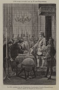 Distortion of history by the freemasons: the supposed establishment of a chapter of Rosicrucians by the pretender Charles Edward Stuart in Arras in 1747 (engraving) 作者 法语学校
