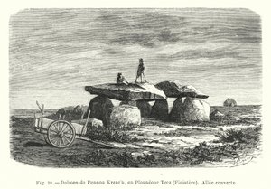 Pennou Kreach的Dolmen, en Plouneour Trez, Finistere, Allee couverte（雕刻）。 作者 法语学校