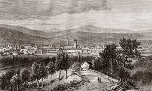 德拉吉尼昂-普罗旺斯-阿尔卑斯-蔚蓝海岸--V.A. Malt-Brown的 "La France illustree: geographie, histoire, administration statistique "中的雕刻，1884。 作者 法语学校