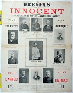 Dreyfus est Innocent，海报与他的捍卫者的肖像，19世纪末