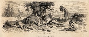 Drunkenness of smokers, drawing by the author, to illustrate 3 years of captivity among the patagons 作者 法语学校