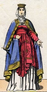 卡佩特王朝。伊莎贝尔-德-海诺特（1170-1190）的肖像，法国女王，被称为菲利普-奥古斯都（1165-1223）的菲利普二世的妻子。19世纪末的埃皮纳尔成像。私人收藏。 作者 法语学校