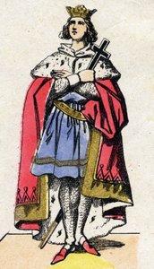 卡佩特王朝。法国路易九世（1214-1270）1226年至1270年的法兰克人国王的肖像。19世纪末的埃皮纳尔成像。私人收藏。 作者 法语学校