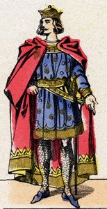 卡佩特王朝。路易七世（Louis VII dit le Jeune，1120-1180）的肖像，1137年至1180年的法兰克人国王。19世纪末的埃皮纳尔成像。私人收藏。 作者 法语学校