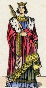 卡佩特王朝。1314年至1316年的法兰克人国王路易十世（1289-1316）的肖像。19世纪末的埃皮纳尔成像。私人收藏。 作者 法语学校