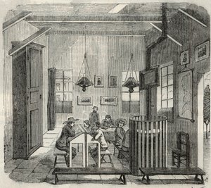 19世纪比塞特的白痴学校--埃德蒙-特克西尔1852年所作的 "巴黎表 "中的版画 作者 法语学校
