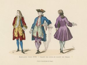 优雅的法国男士时装，c1729 作者 法语学校