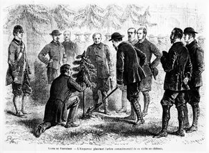 皇帝拿破仑三世在1862年11月2日LeMondeIllustré纪念他的访问，在Ferrières（詹姆斯·德罗斯柴尔德男爵的家）种植一棵树 作者 法语学校