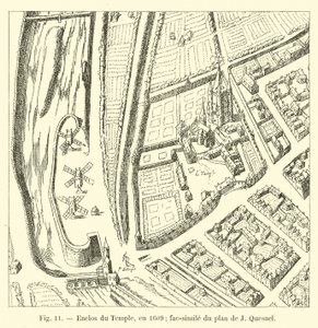 封闭寺庙，1609年; J Quesnel计划的传真 作者 法语学校