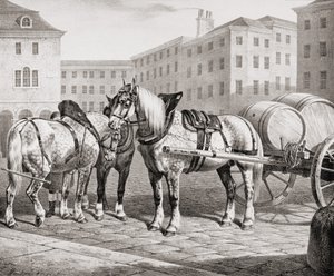 英国农场马，1823年 作者 法语学校