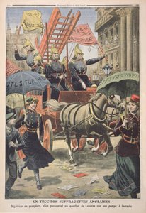 1910年4月3日，来自Le Petit Journal的英国女子短剧运动员扮成消防员