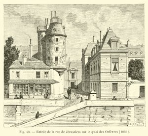 1850年在Quai des Orfevres入口耶路撒冷街 作者 法语学校