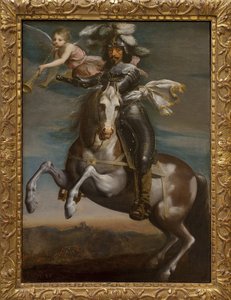 路易十三（1601-1643）的马术肖像。 1630 年左右的绘画。17 世纪的法国艺术。 鲁昂美术博物馆。 作者 法语学校