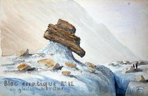 位于瑞士阿尔卑斯山阿尔冰川的第12号不规则块（纸上水彩画） 作者 法语学校