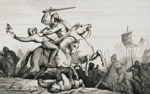 Eudes（860-98）与诺曼人作战，来自Colart的“Histoire de France”，出版于1840年 作者 法语学校