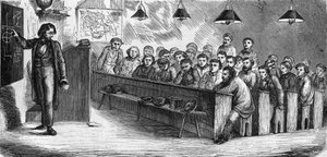 1858年，在巴黎的一所公立成人学校上晚课。 作者 法语学校