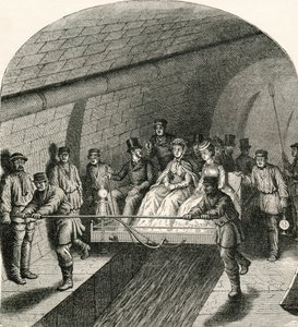 巴黎下水道的游览，来自Rev. Samuel G. Green的“法国图片”，1878年出版（版画） 作者 法语学校