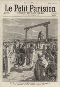 两名刺客在突尼斯附近被处以绞刑，突尼斯（雕刻版）。 作者 法语学校