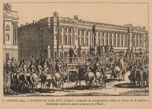 法国国王路易十六被处决，巴黎，法国大革命，1793 年 1 月 21 日（雕刻） 作者 法语学校