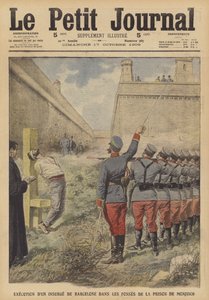 1909年7月巴塞罗那起义的一名参与者在Monjuich监狱被处决（彩色平版）。 作者 法语学校