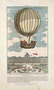 MM的空气静压球体验。 查尔斯和罗伯特于 1783 年 12 月 1 日在 Jardin des Thuileries 酒吧。 1783（手工上色雕刻） 作者 法语学校