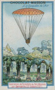 在Andre-Jacques Garnerin（1797年10月22日）在Parc Monceau试验跳伞 作者 法语学校
