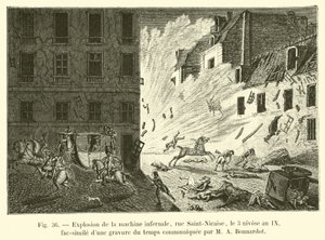爆炸的地狱机器，rue Saint-Nicaise，3 Nivose年IX，由MA Bonnardot传达的时间雕刻的简洁 作者 法语学校