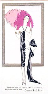 Paul Poiret（1879-1944）设计的晚礼服 "Blanc et Noir"，来自杂志《Art, Gout, Beaute》。 作者 法语学校