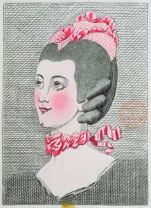 来自Sier Legros的Coiffure de Dames的LArt的时尚板块，于1767年在巴黎出版 作者 法语学校